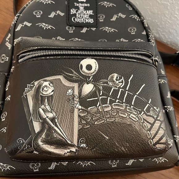 LOUNGEFLY The Nightmare Before Christmas Jack & Sally Graveyard Mini Backpack - Picture 7 of 11